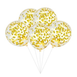 GLOBO BURBUJA 45cm x 5u METALIZADO CIRCULOS DORADOS
